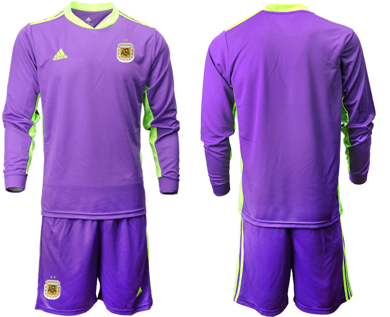 Men 2020-2021 Season National team Argentina goalkeeper Long sleeve purple Soccer Jersey->argentina jersey->Soccer Country Jersey
